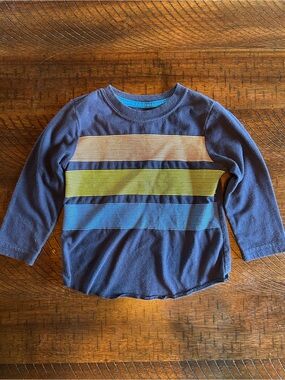 Kids Navy Long-Sleeve Tee with Multicolor Stripes